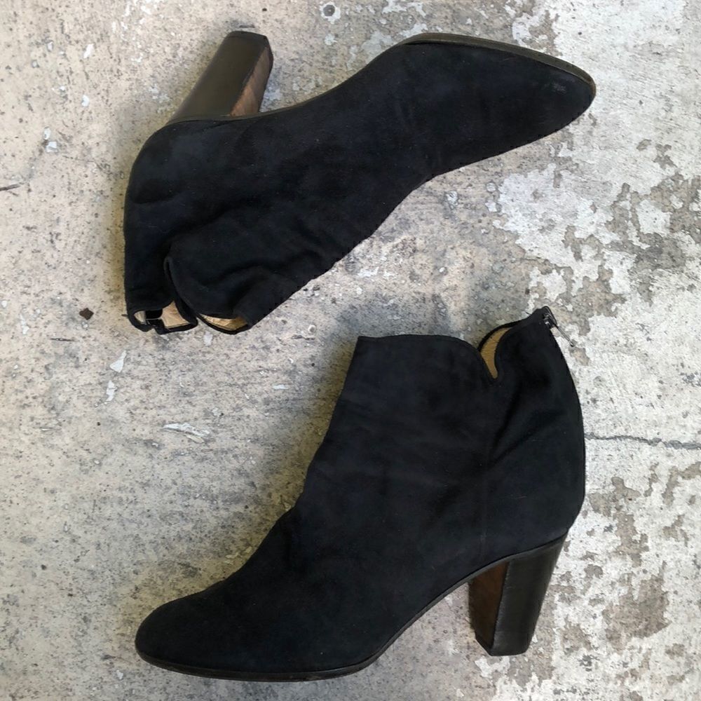 Black Suede Ankle Booties - Women